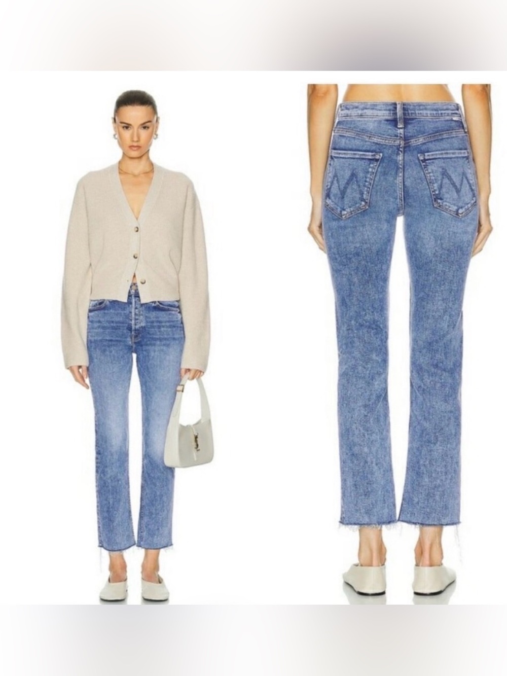 MOTHER The Tomcat Ankle Fray On The Road Wash Jeans Womens Size 25